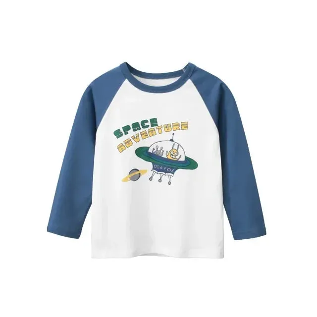 Kids Boys Rugby Print Cotton Long Sleeve Tees for 2-9 years