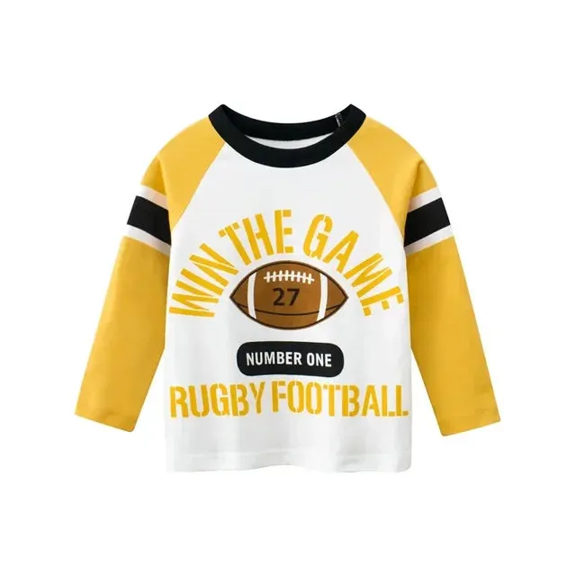 Kids Boys Rugby Print Cotton Long Sleeve Tees for 2-9 years