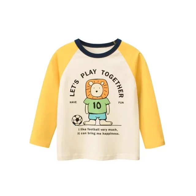 Kids Boys Rugby Print Cotton Long Sleeve Tees for 2-9 years