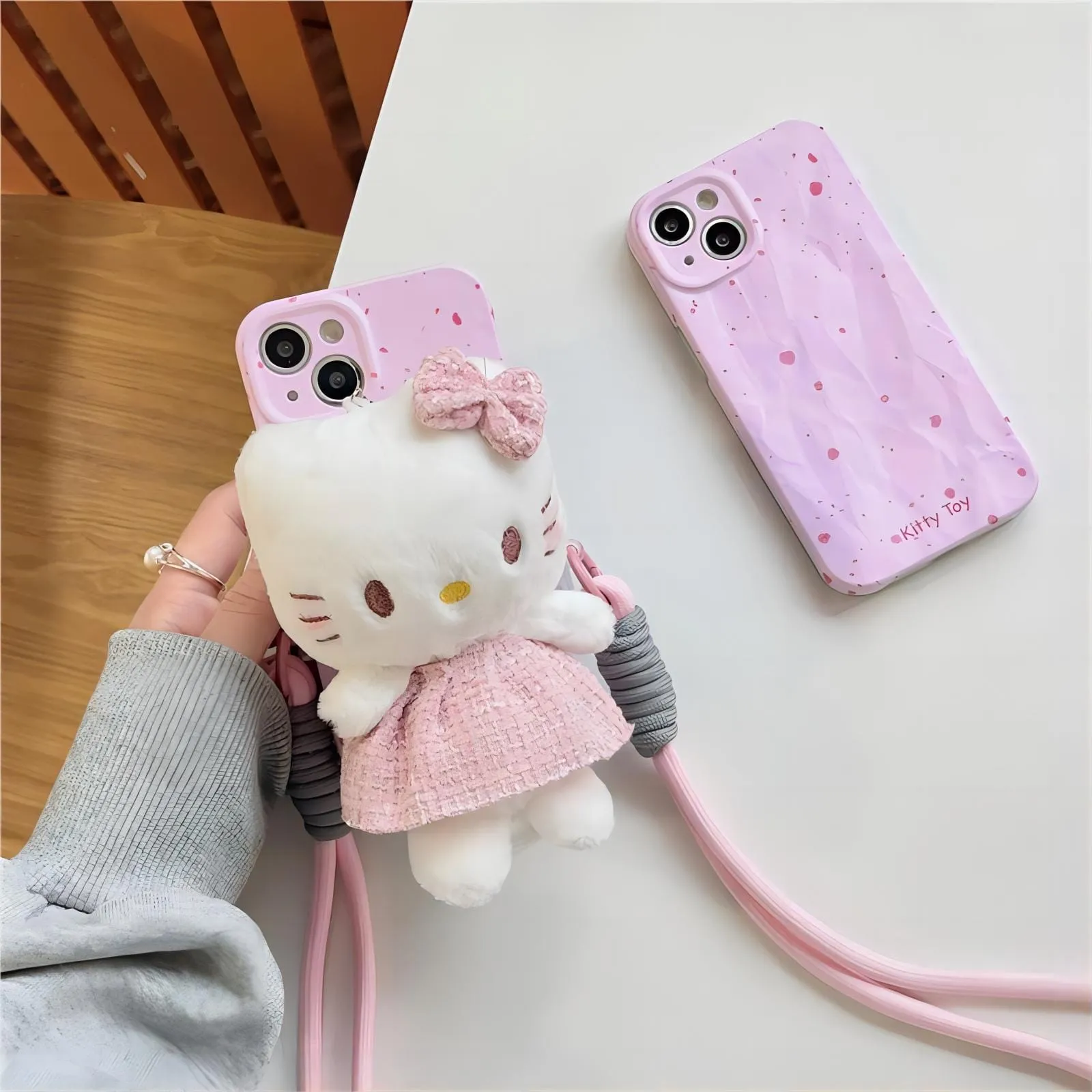 Kitty Back Clip and Lanyard Set iPhone Case