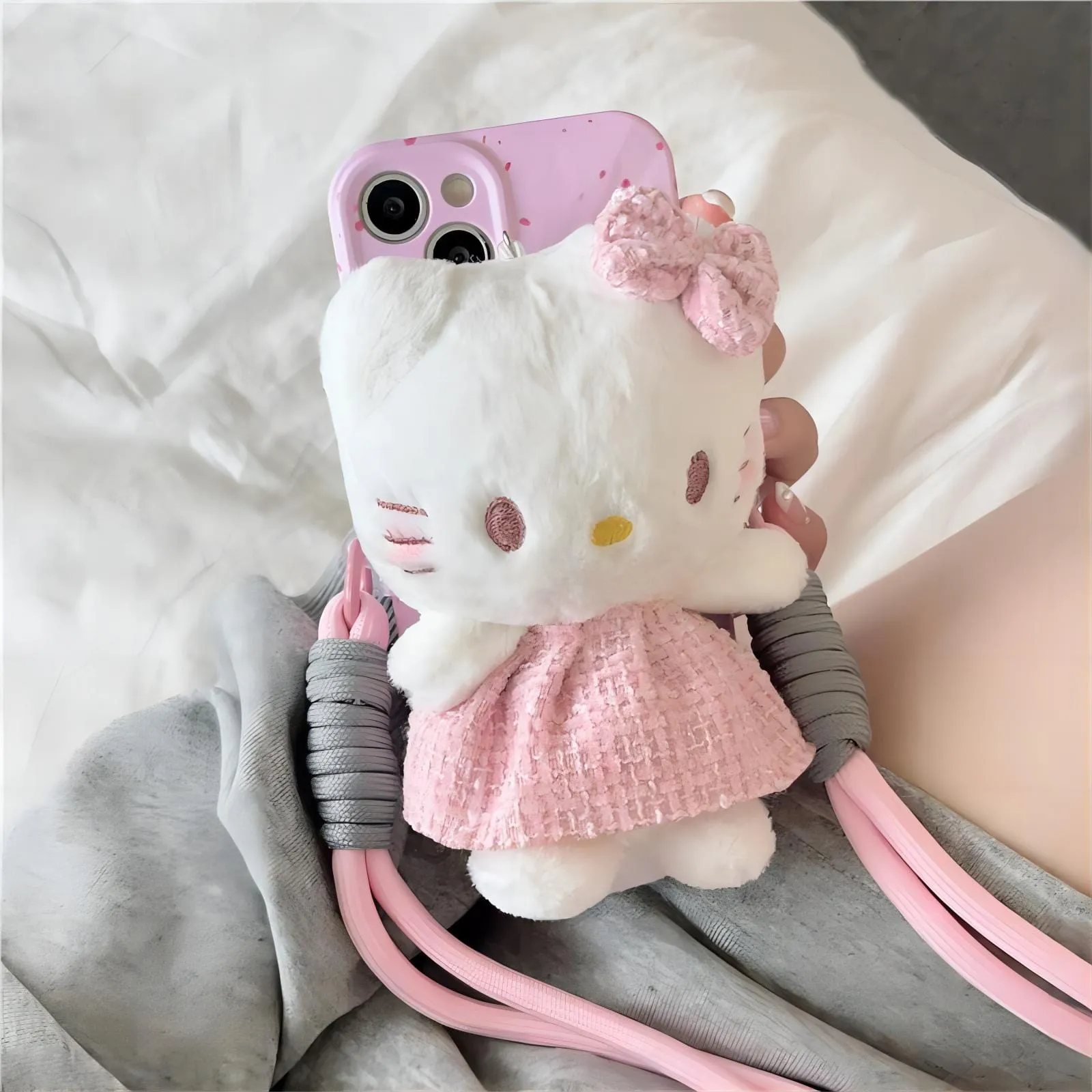 Kitty Back Clip and Lanyard Set iPhone Case