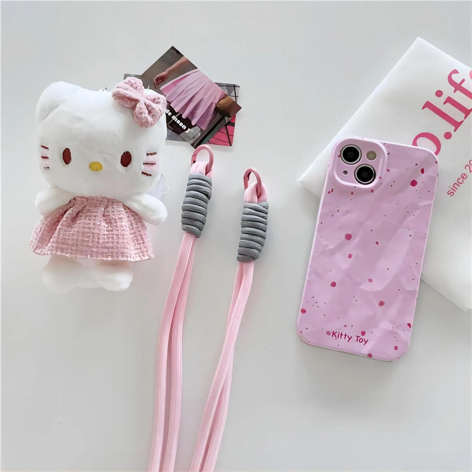 Kitty Back Clip and Lanyard Set iPhone Case