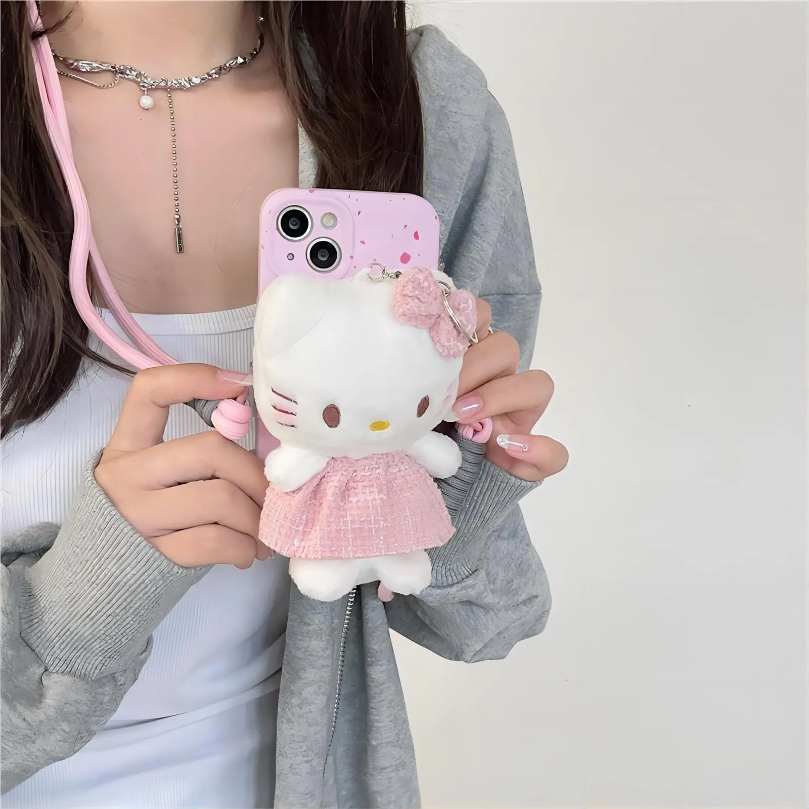 Kitty Back Clip and Lanyard Set iPhone Case