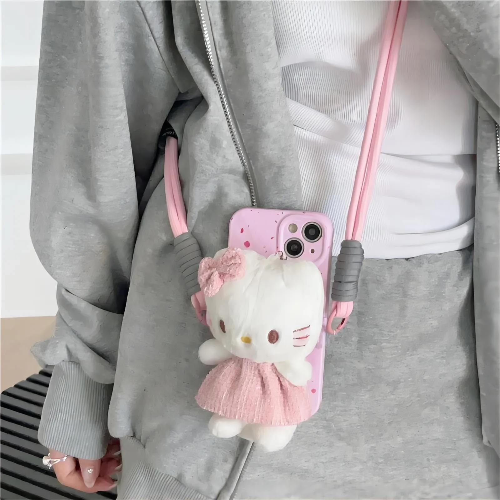 Kitty Back Clip and Lanyard Set iPhone Case