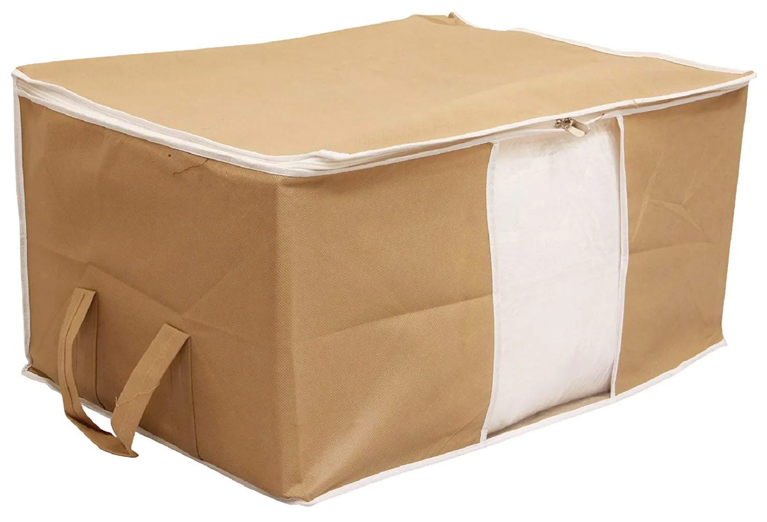 Kuber Industries 12 Piece Non Woven Underbed Storage Bag, Storage Organiser, Blanket Cover with Transparent Window, Extra Large, Brown CTKTC134838