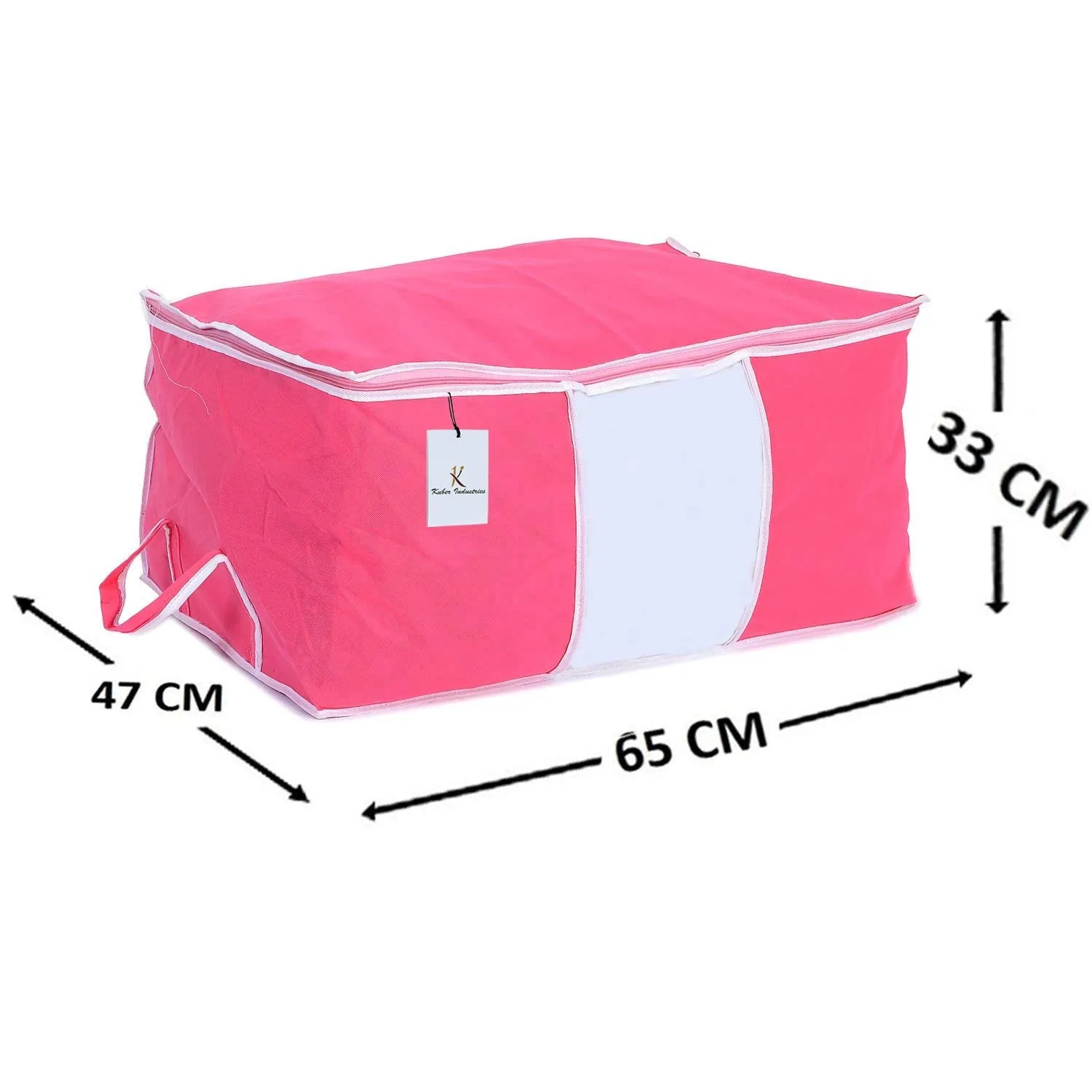 Kuber Industries 6 Pieces Non Woven Underbed Storage Organiser Set Grey & Pink, Standard (UNDBGP03)