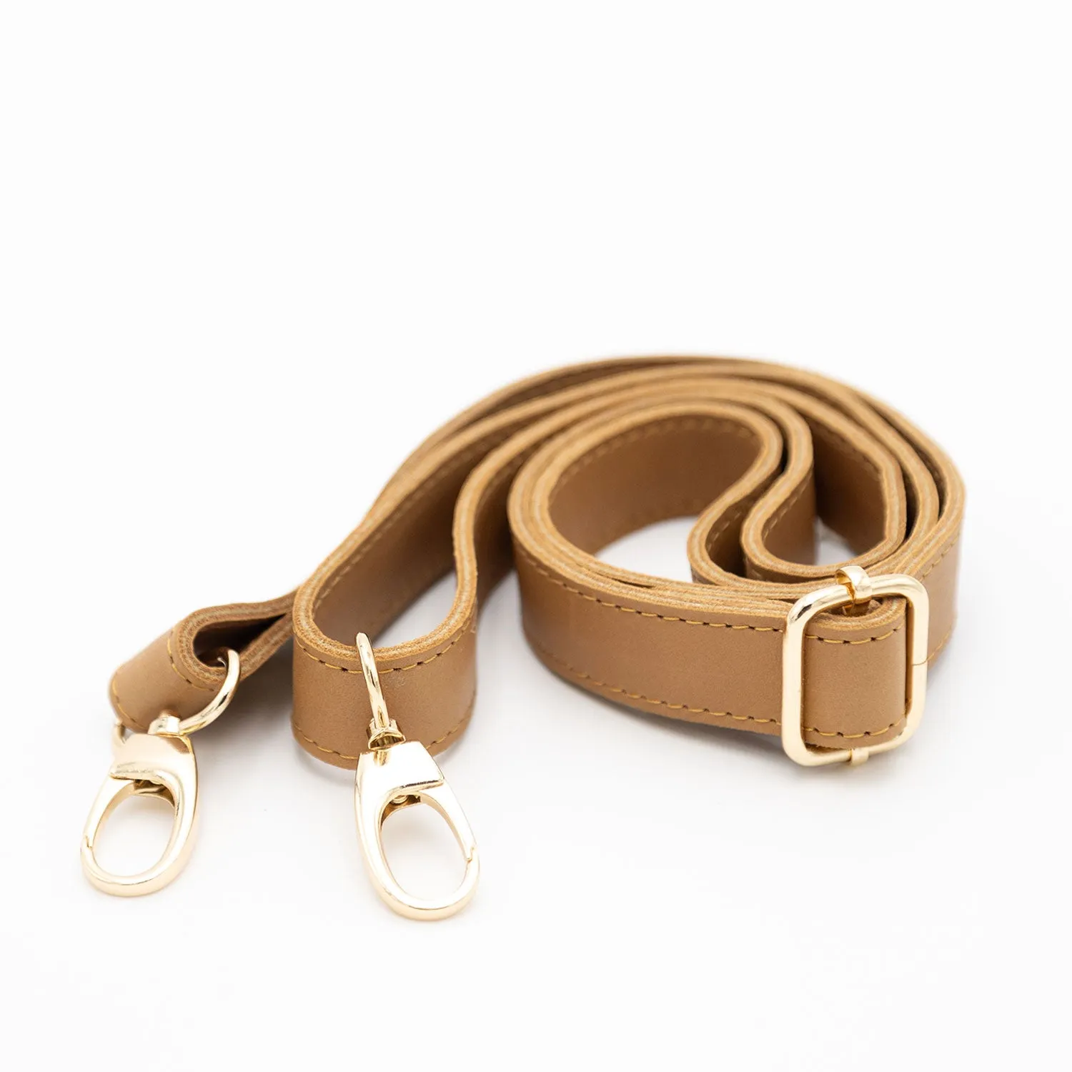 Leather bum bag strap - Toffee w Gold fittings