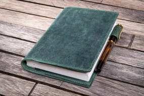 Leather Slim A6 Notebook / Planner Cover - Crazy Horse Forest Green