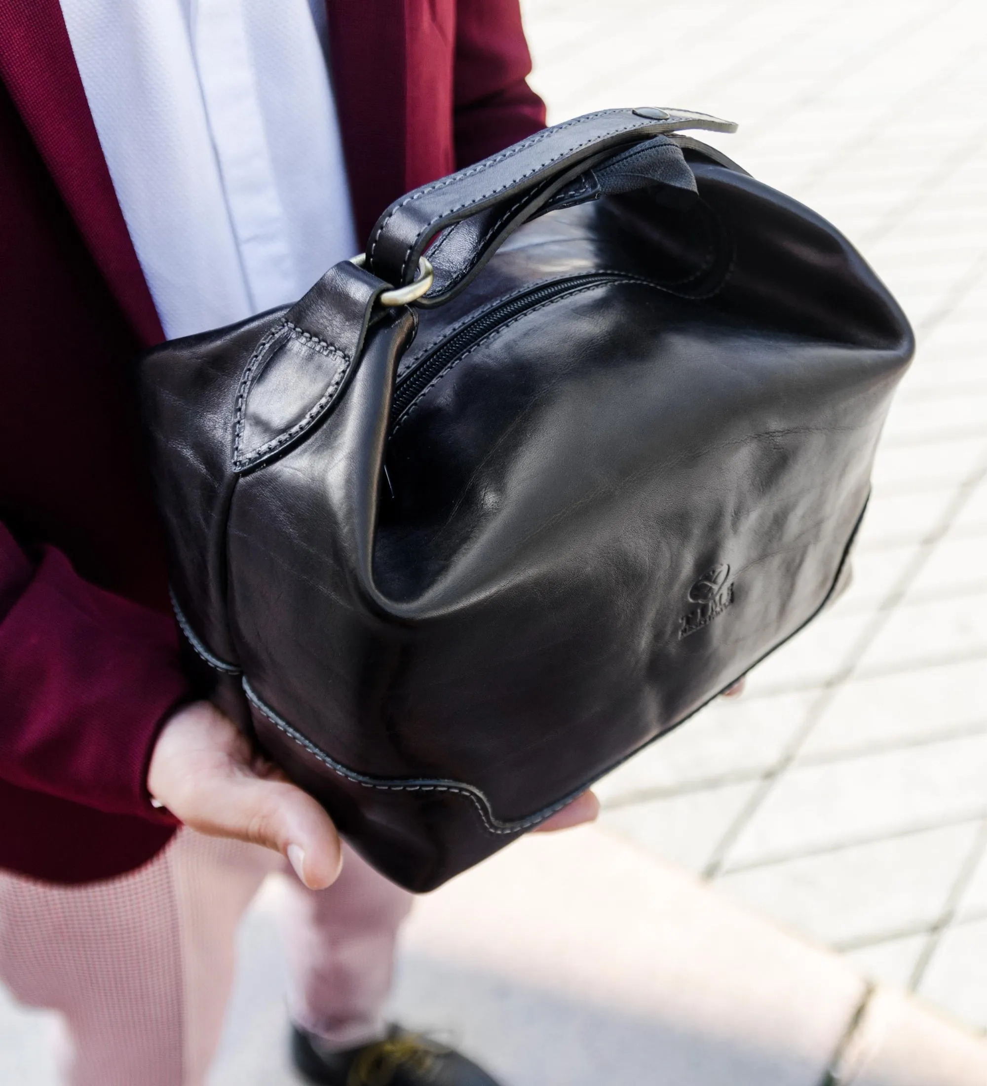 Leather Toiletry Bag - Autumn Leaves