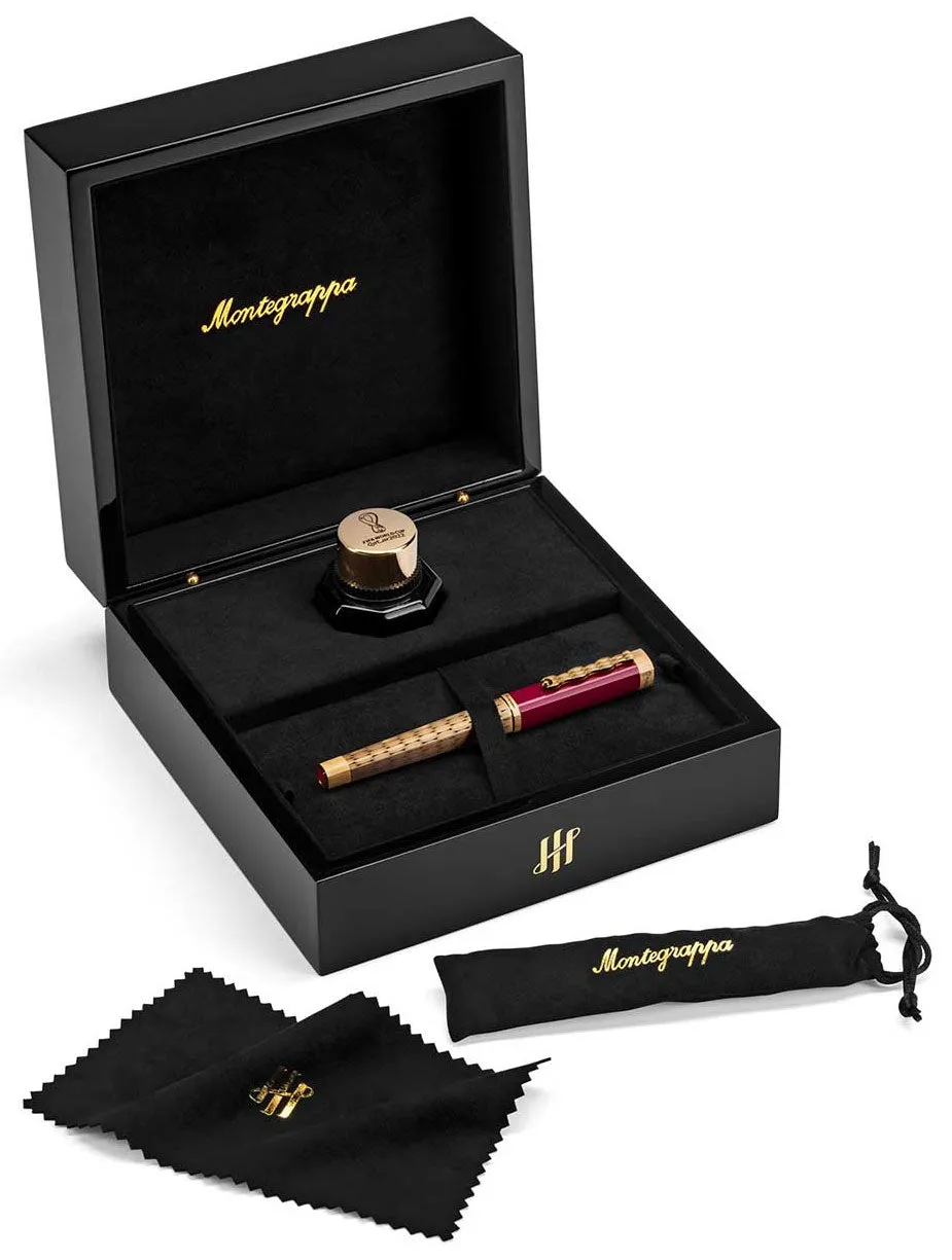 Limited Edition Montegrappa Al Tarikh Yuktab Fine Nib Maroon/Yellow Gold Fountain Pen ISZ4F2IY_Q