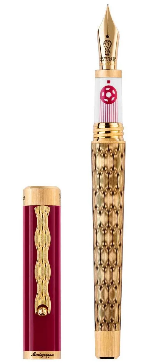 Limited Edition Montegrappa Al Tarikh Yuktab Fine Nib Maroon/Yellow Gold Fountain Pen ISZ4F2IY_Q