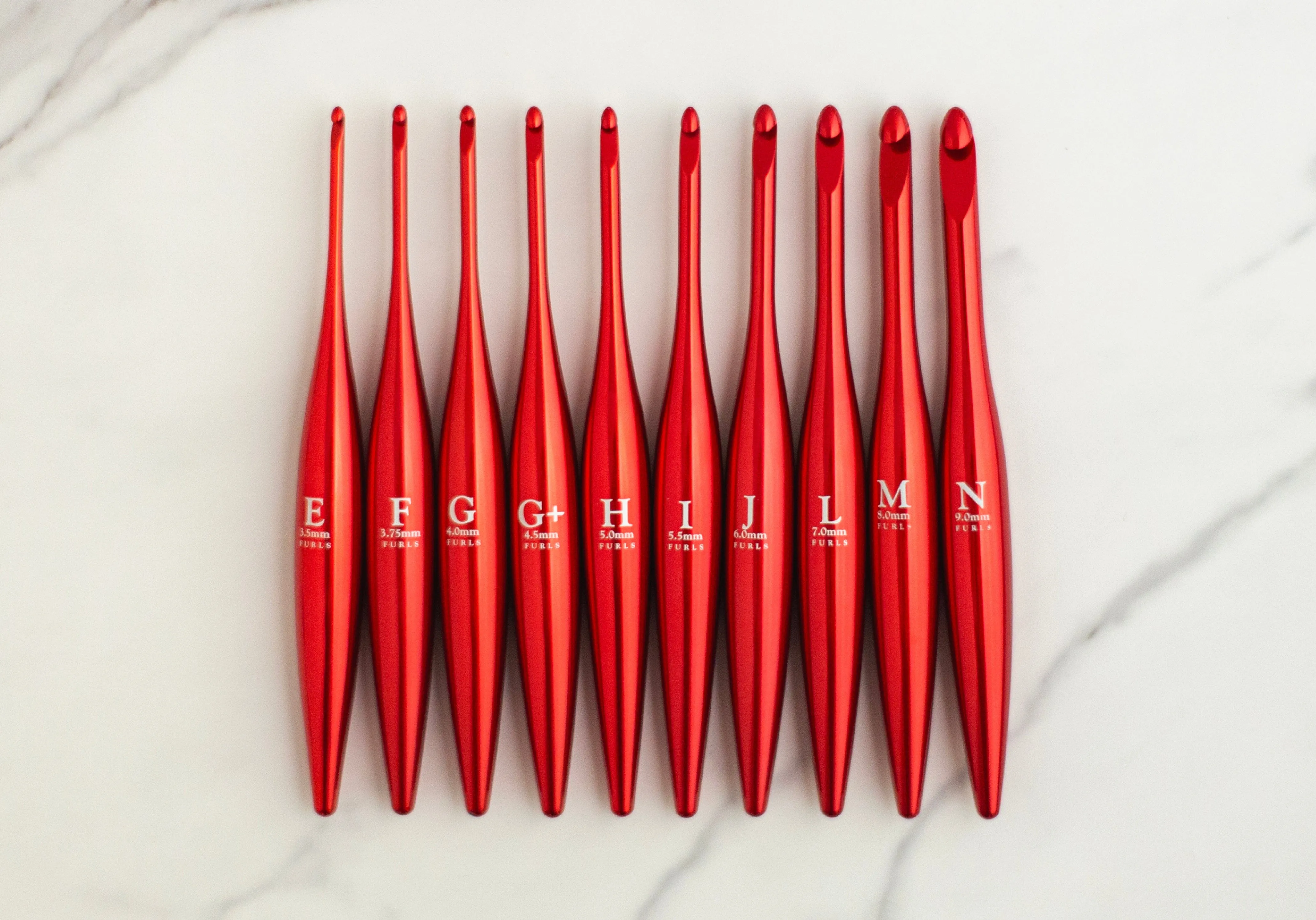 Limited Edition Red Streamline Metal Crochet Hooks