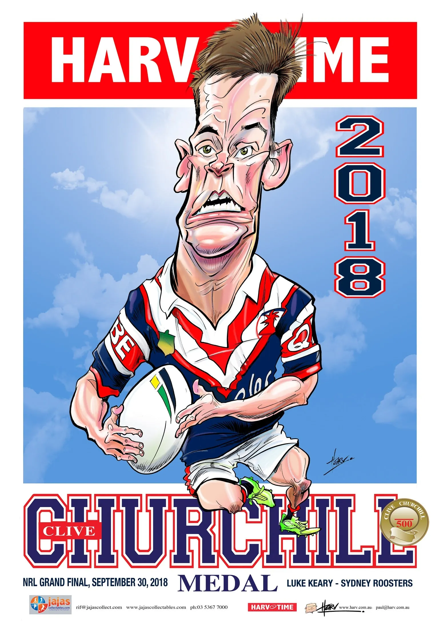 Luke Keary, 2018 Churchill Medallist, Harv Time Poster