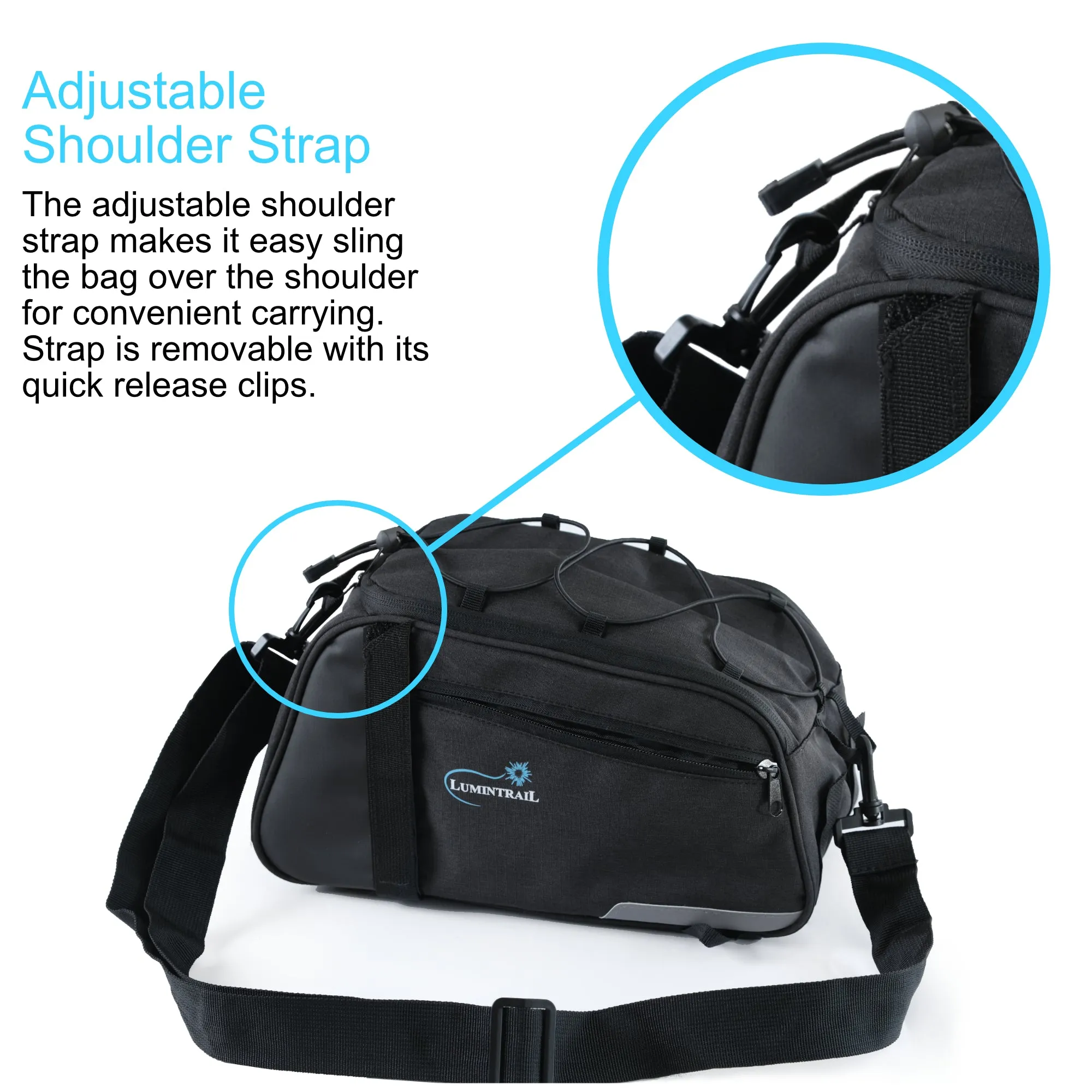 Lumintrail Bike Rack Bag Rear Trunk Bicycle Carrier Commuter Pannier