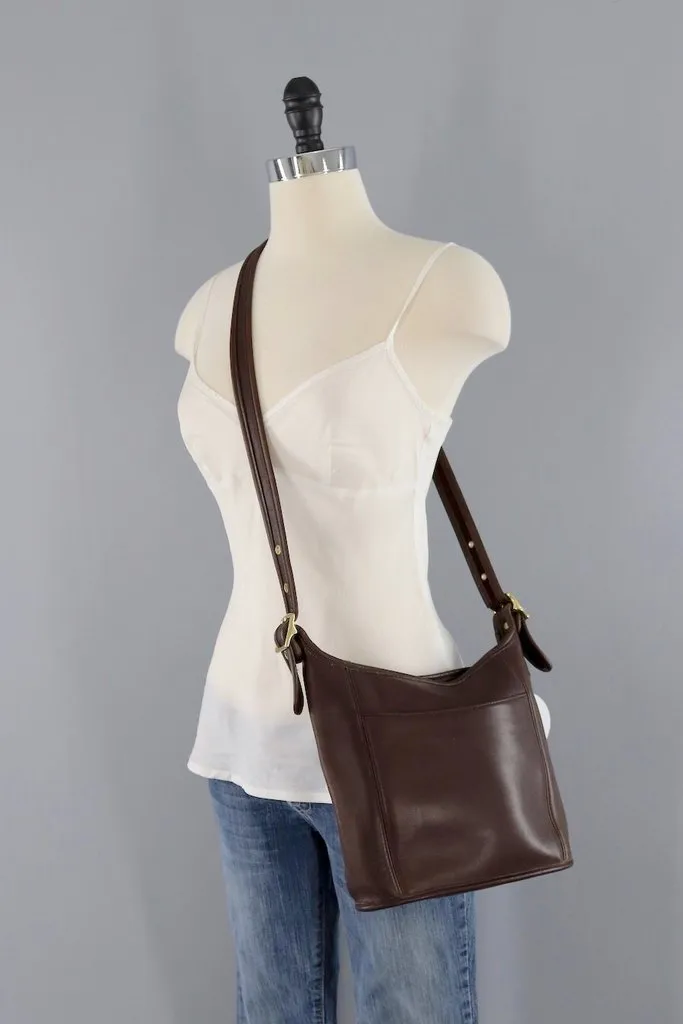 Mahogany Brown Leather Coach Medium Slim Duffle Bag