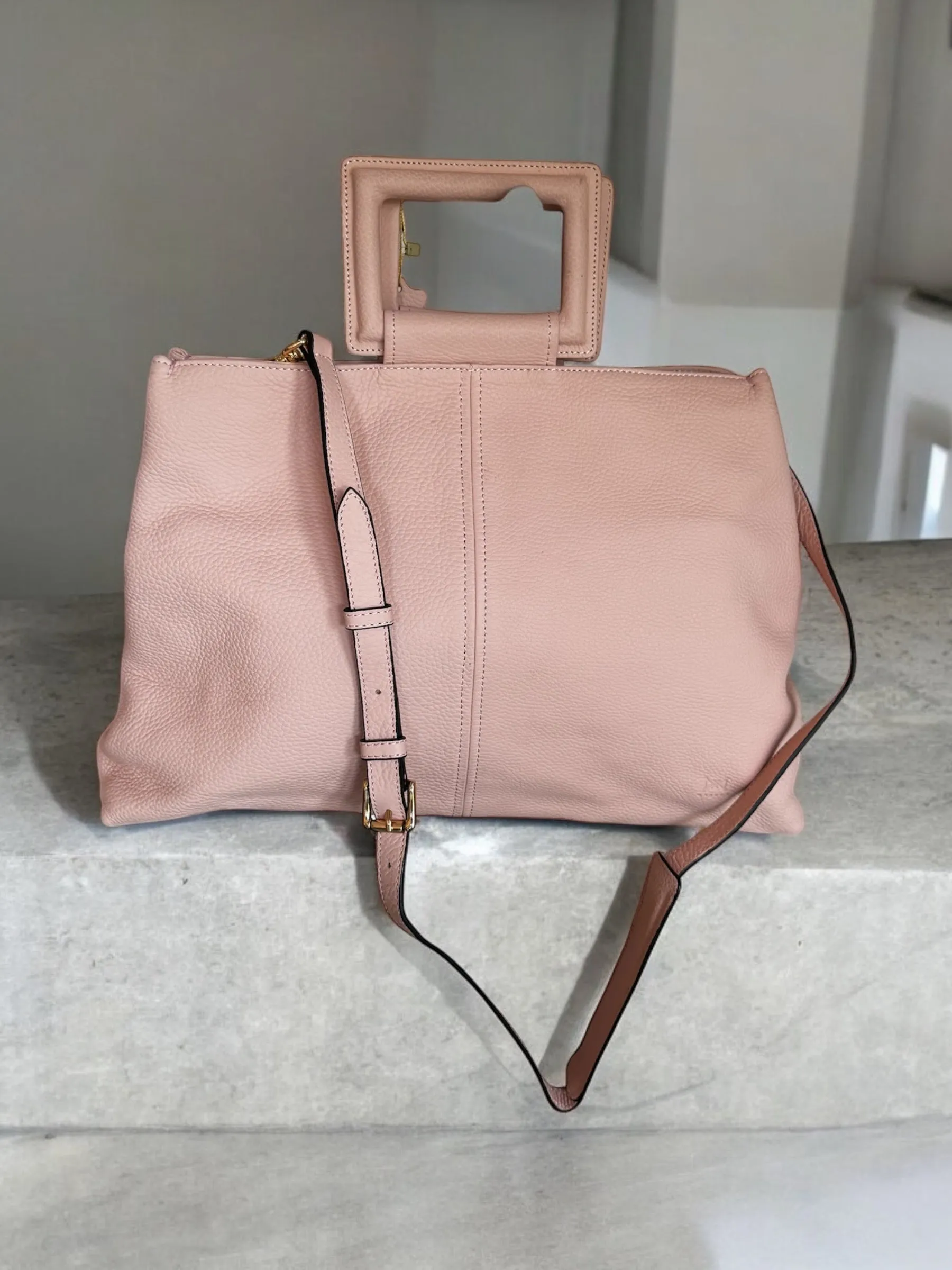 Makeda - Leather Handbag Tote Bag in Pink