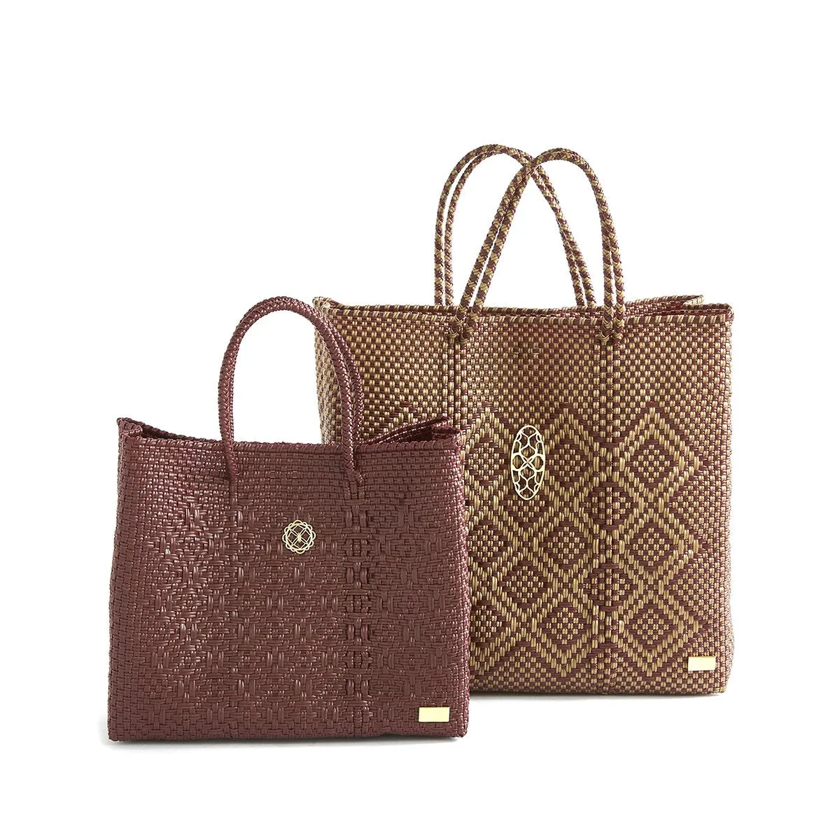 MEDIUM BURGUNDY GOLD TOTE BAG