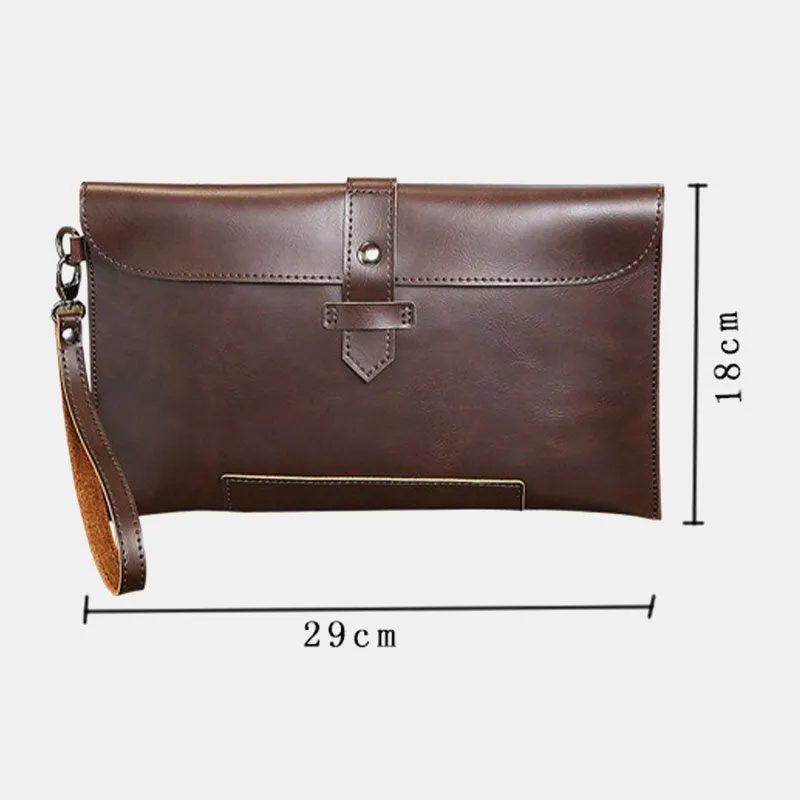 Men Faux Leather Retro Business 6.7 Inch Phone Bag Envelope Clutch