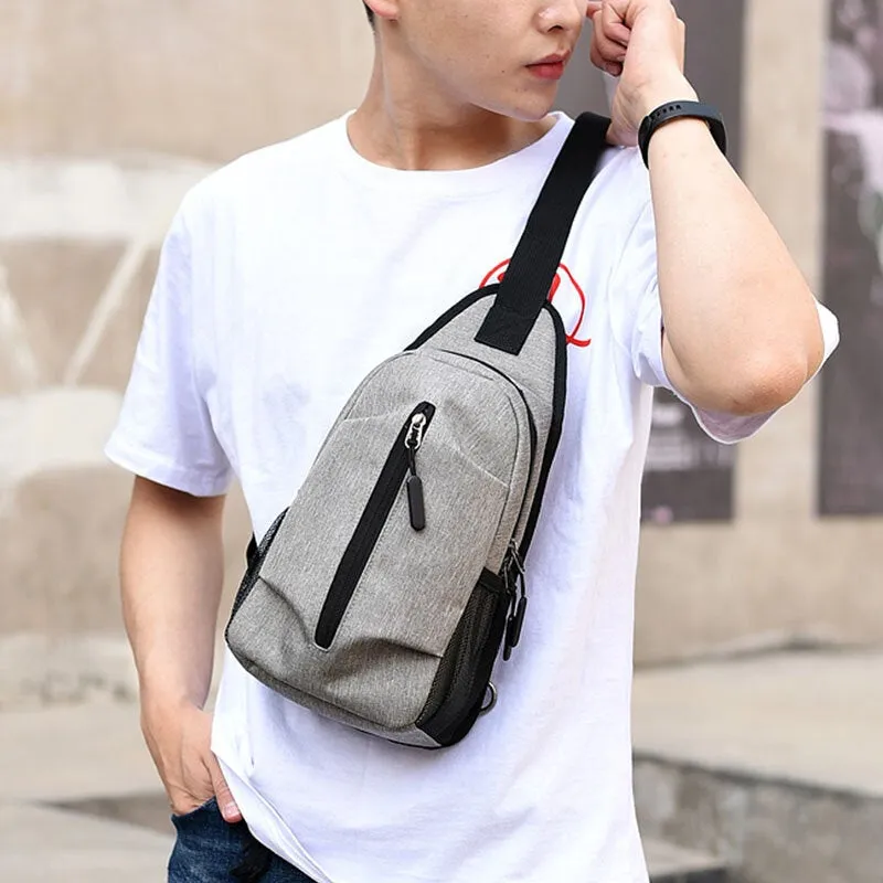 Men Side Mesh Pocket Detachable Shoulder Strap Design Chest Bag Waterproof Wear-resistant Casual 6.5 Inch Phone Crossbody