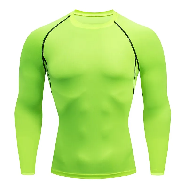 Mens Sport Compression Shirt Gym Tight Sweatshirt Running Top for Fitness T-shirt Bodybuilding Clothes Jogging Rashguard Dry Fit