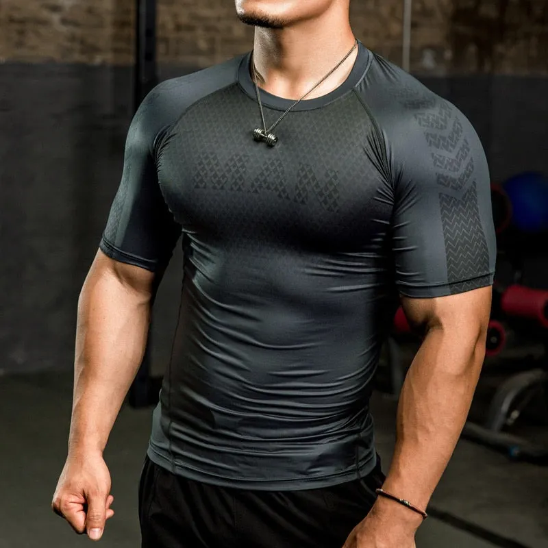 Mens Sport Compression Shirt Gym Tight Sweatshirt Running Top for Fitness T-shirt Bodybuilding Clothes Jogging Rashguard Dry Fit