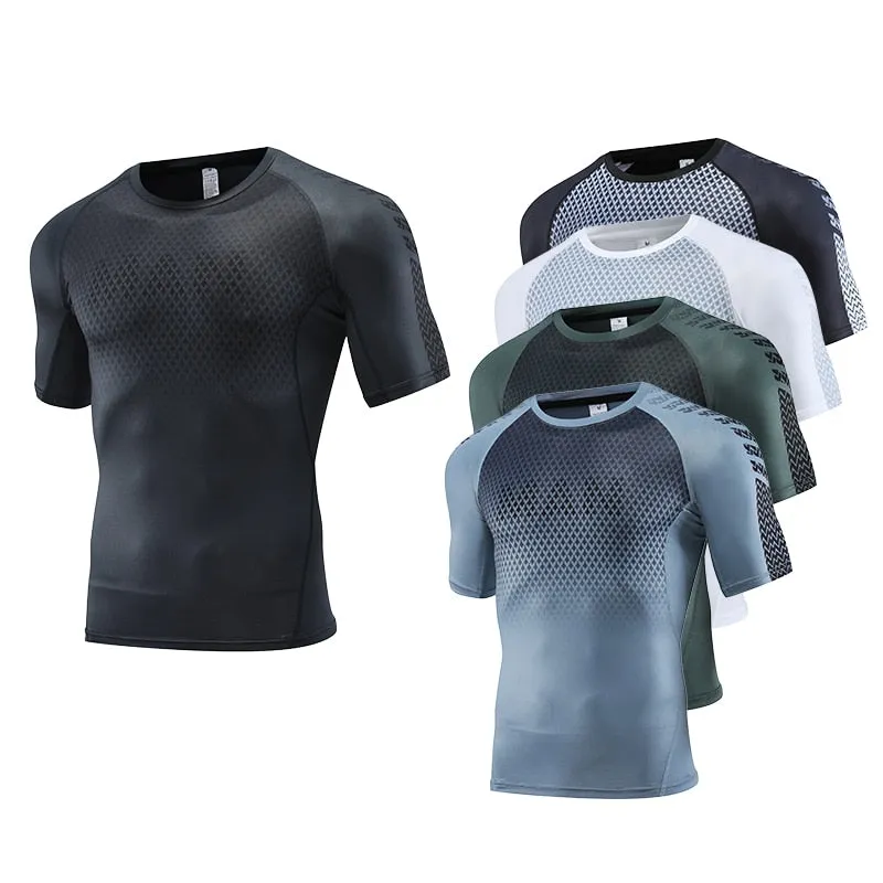 Mens Sport Compression Shirt Gym Tight Sweatshirt Running Top for Fitness T-shirt Bodybuilding Clothes Jogging Rashguard Dry Fit