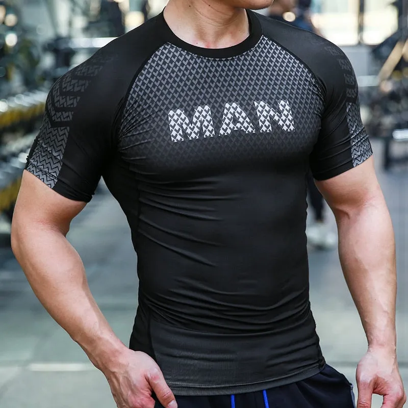 Mens Sport Compression Shirt Gym Tight Sweatshirt Running Top for Fitness T-shirt Bodybuilding Clothes Jogging Rashguard Dry Fit