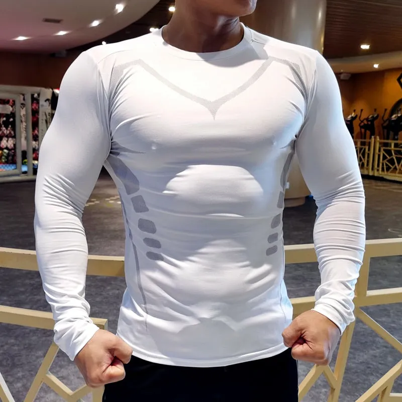 Mens Sport Compression Shirt Gym Tight Sweatshirt Running Top for Fitness T-shirt Bodybuilding Clothes Jogging Rashguard Dry Fit