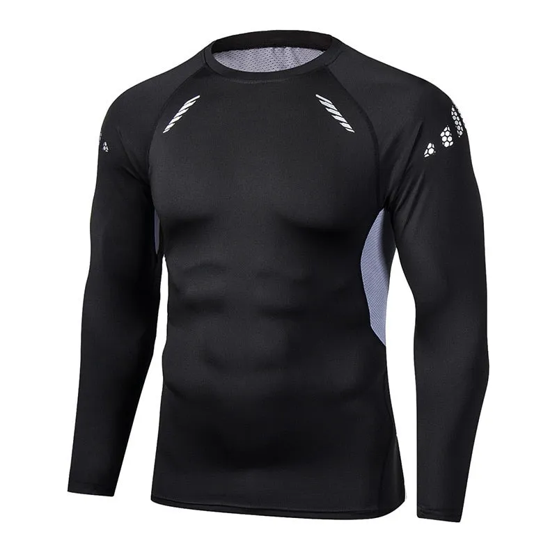 Mens Sport Compression Shirt Gym Tight Sweatshirt Running Top for Fitness T-shirt Bodybuilding Clothes Jogging Rashguard Dry Fit