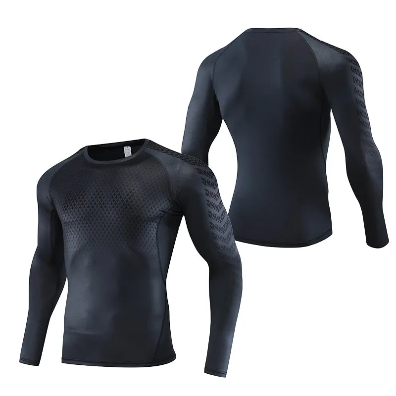 Mens Sport Compression Shirt Gym Tight Sweatshirt Running Top for Fitness T-shirt Bodybuilding Clothes Jogging Rashguard Dry Fit