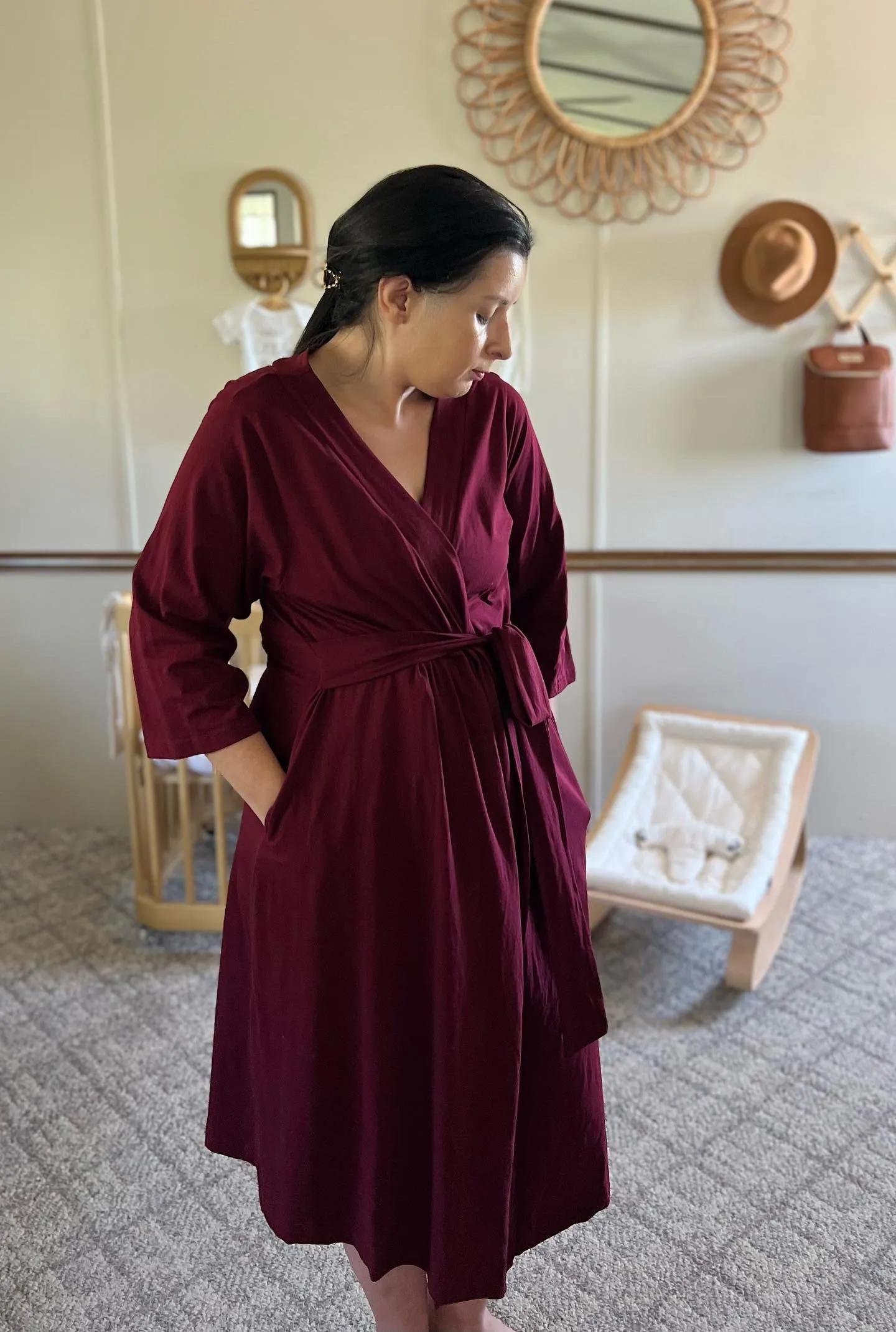 Merlot Pregnancy Robe & Swaddle Blanket Set