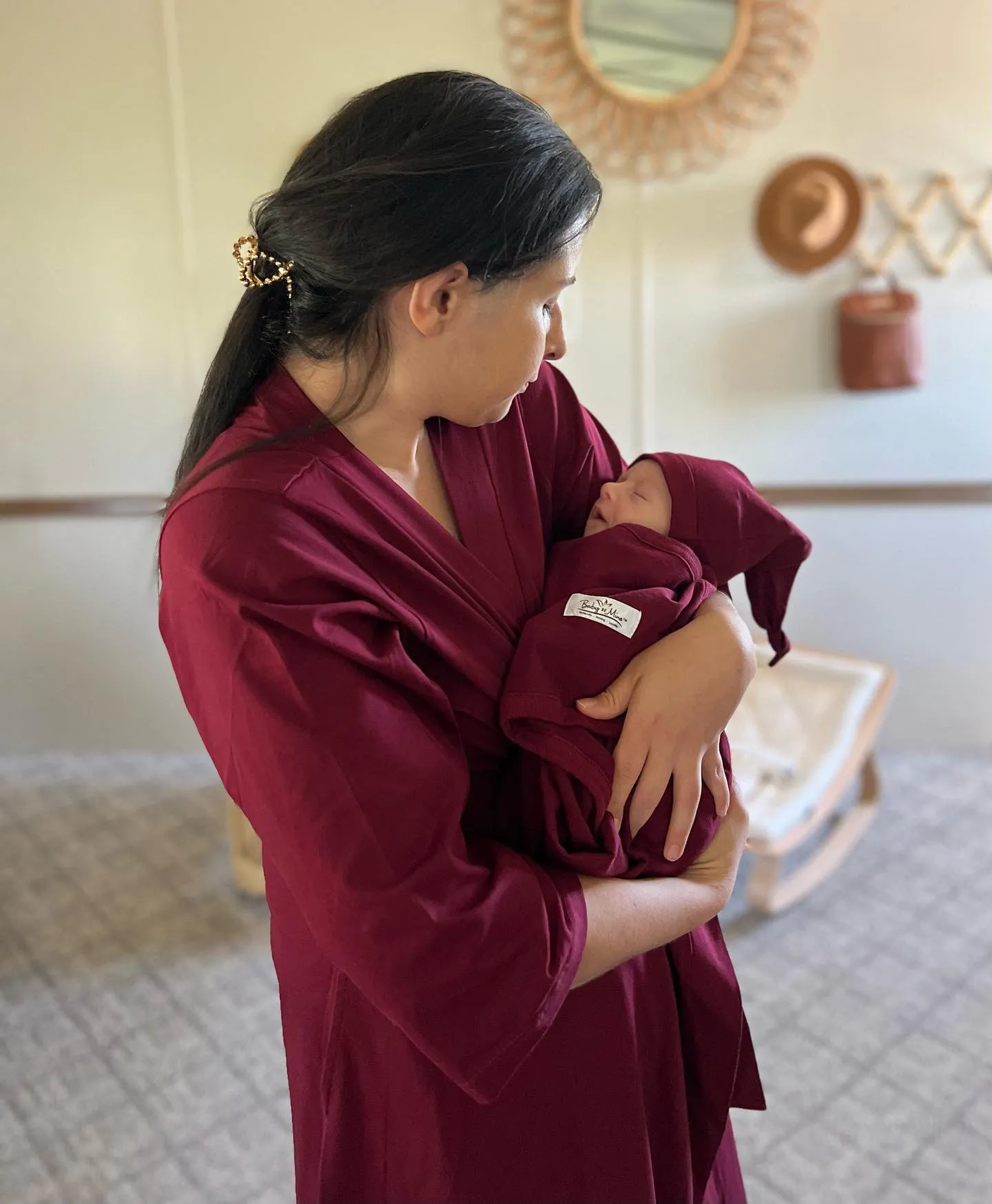 Merlot Pregnancy Robe & Swaddle Blanket Set