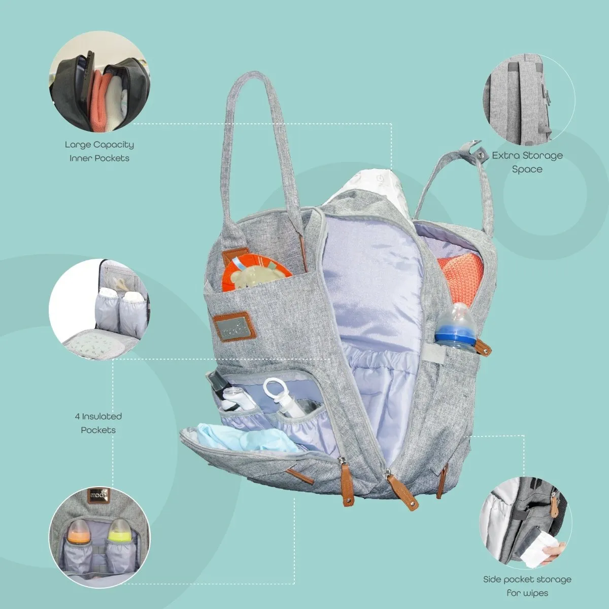 Moon Kary Me Diaper Bags Grey