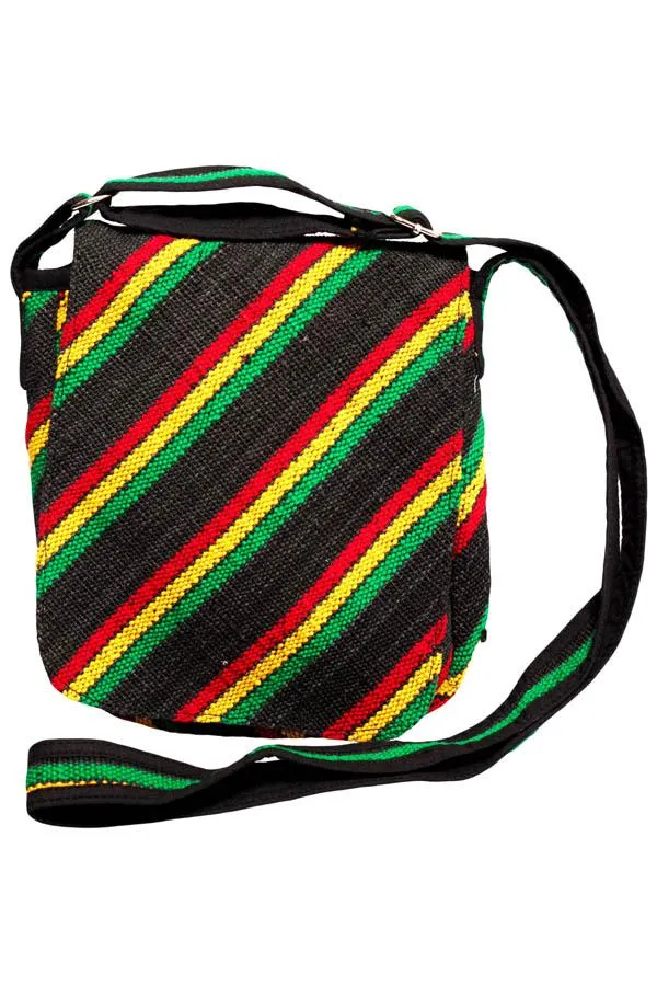 Natural Hemp Reggae Stripe Eco Crossbody Purse-rasta