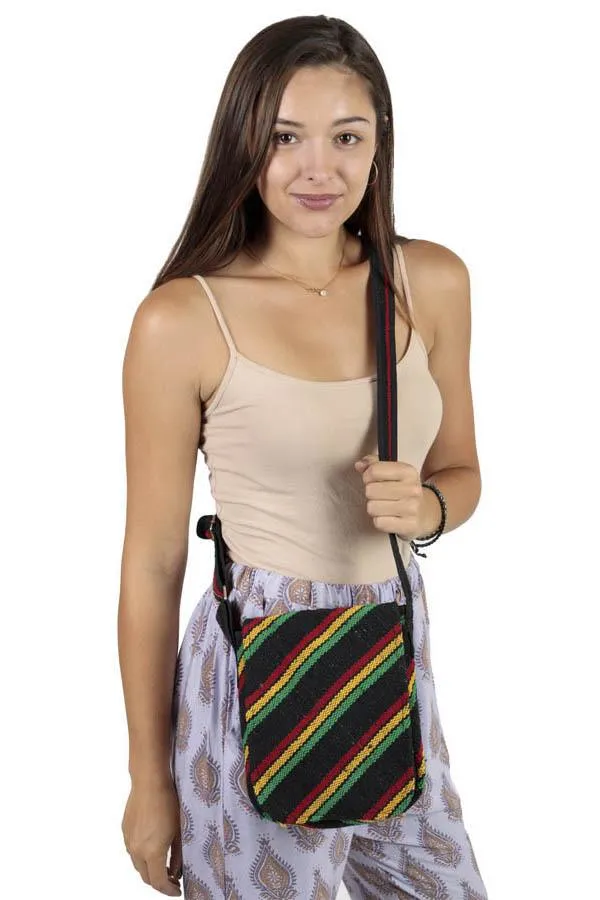 Natural Hemp Reggae Stripe Eco Crossbody Purse-rasta