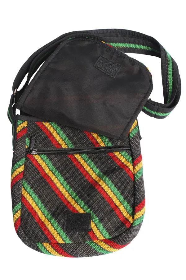 Natural Hemp Reggae Stripe Eco Crossbody Purse-rasta