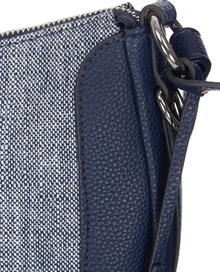 Navy Canvas Trim Scoop Cross Body Bag