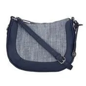 Navy Canvas Trim Scoop Cross Body Bag