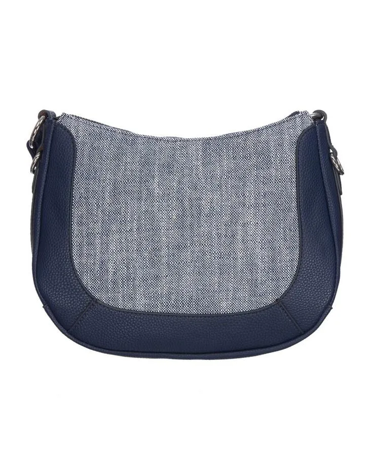 Navy Canvas Trim Scoop Cross Body Bag