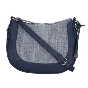 Navy Canvas Trim Scoop Cross Body Bag