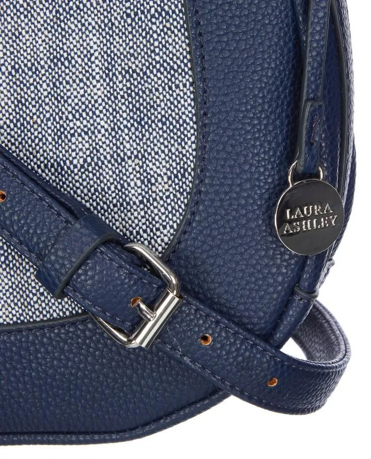 Navy Canvas Trim Scoop Cross Body Bag