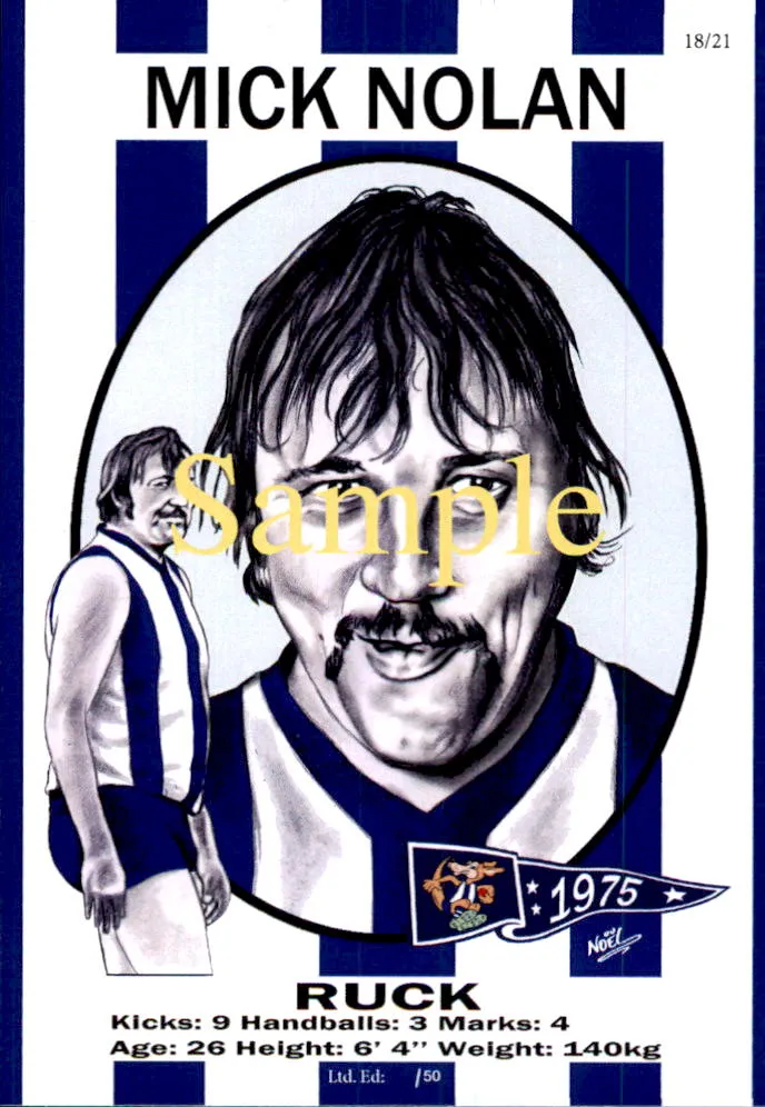 North Melbourne Kangaroos 1975 Premiers Card Set by Noel