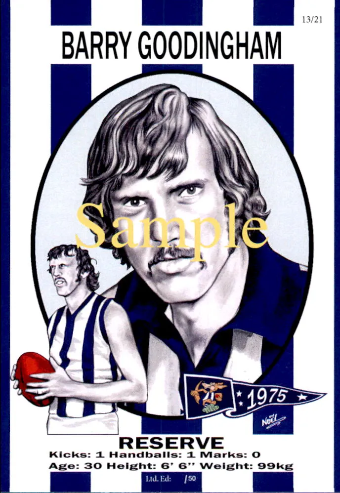 North Melbourne Kangaroos 1975 Premiers Card Set by Noel