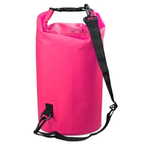 Outdoor Waterproof Double Shoulder Bag Dry Sack PVC Barrel Bag, Capacity: 20L (Pink)