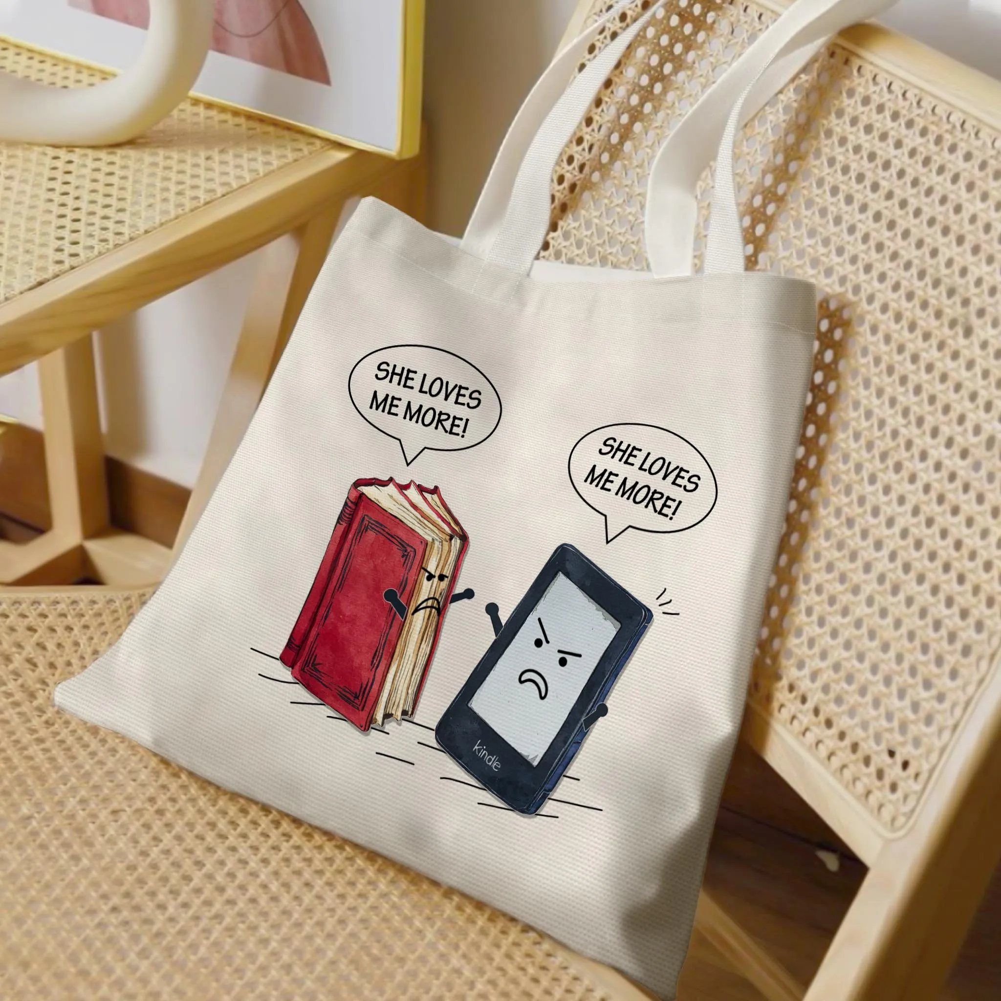 Paper Books E-Books She Loves Me More Tote Bag TBW2005