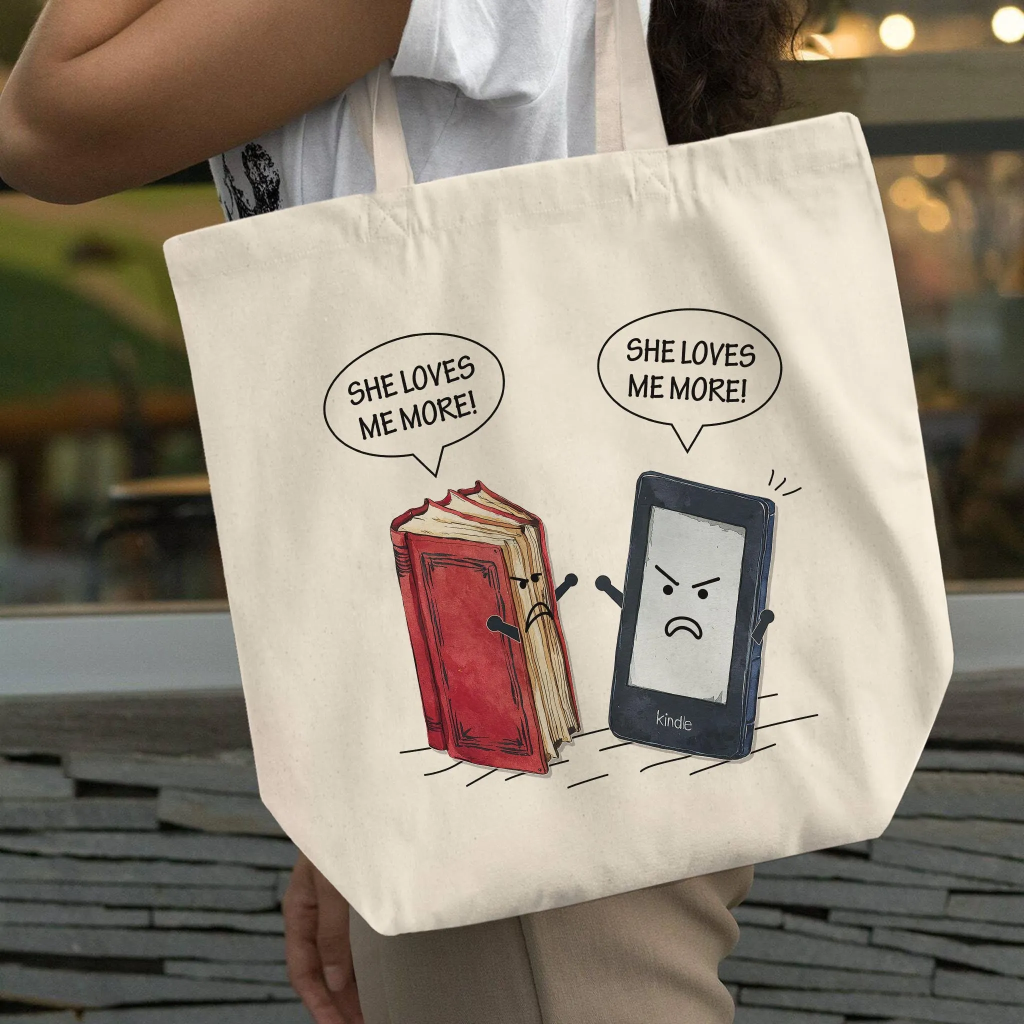 Paper Books E-Books She Loves Me More Tote Bag TBW2005