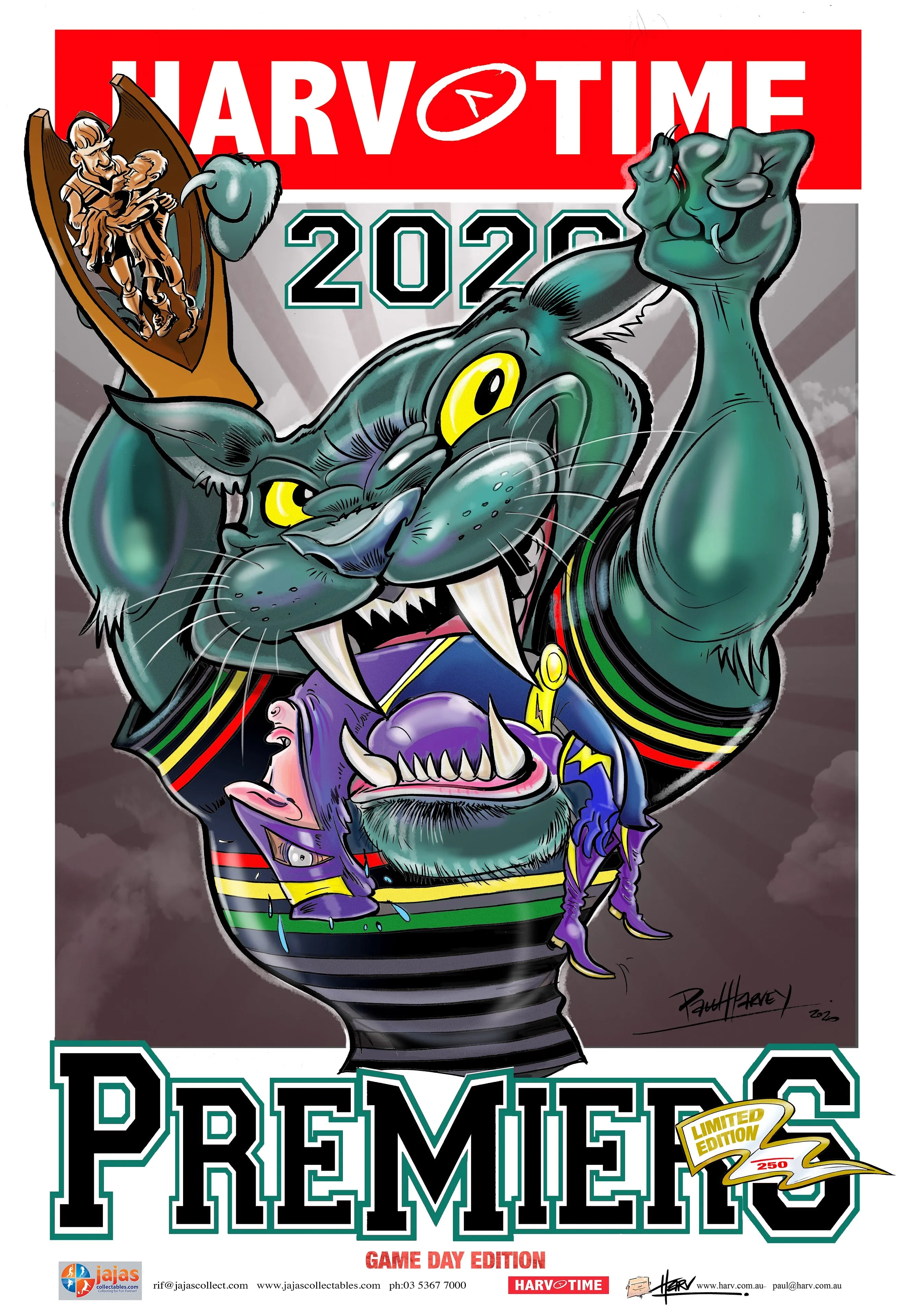 Penrith Panthers 2020 NRL Premiers Game Day Harv Time Poster