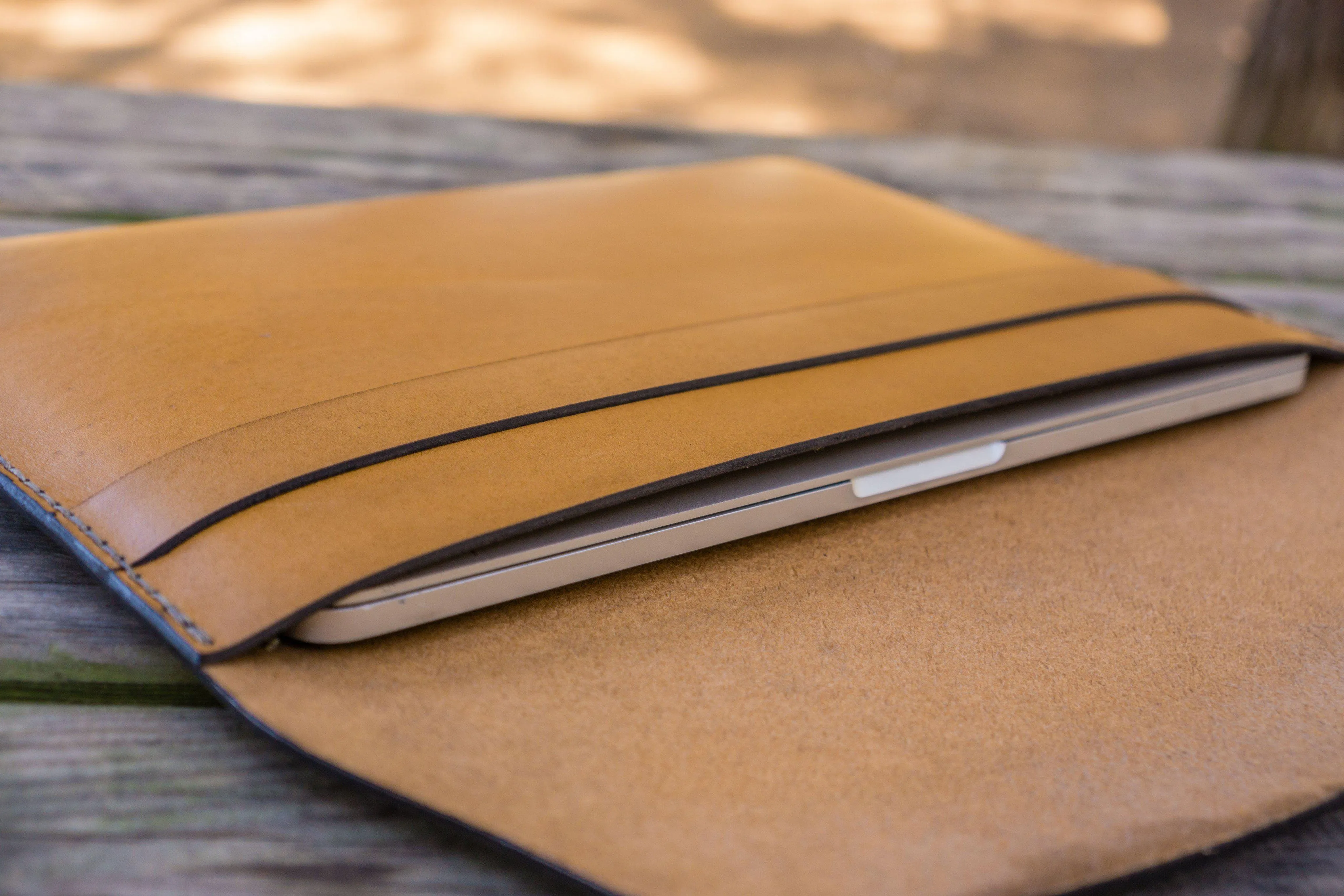 Personalized Leather MacBook Sleeves - Natural