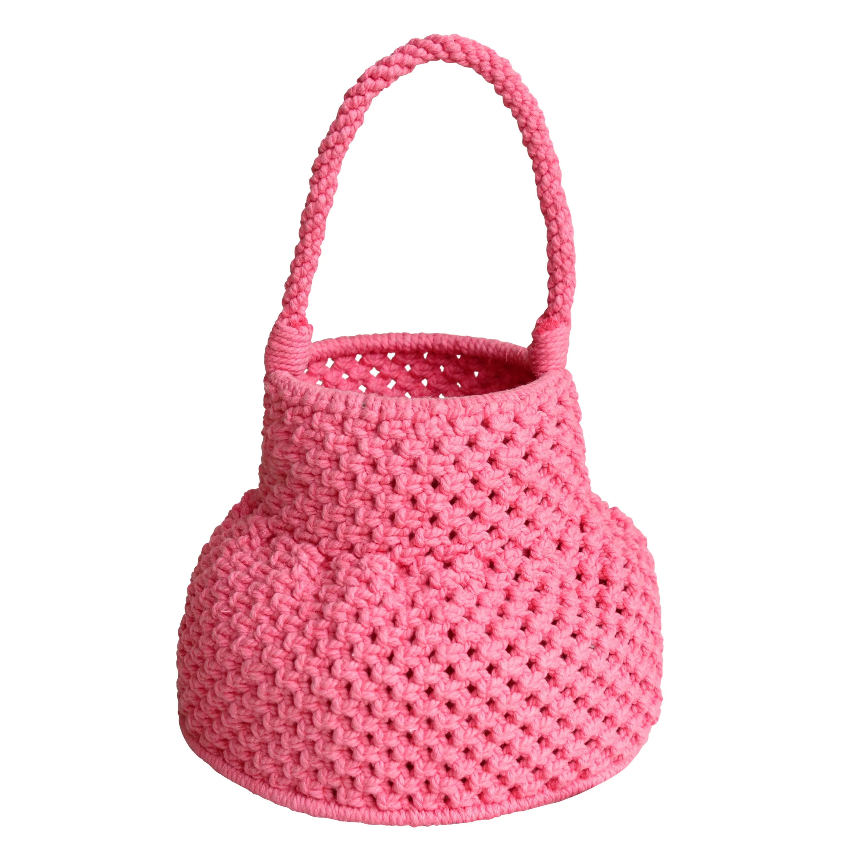 PETITE NAGA Macrame Bucket Bag, in Candy Pink