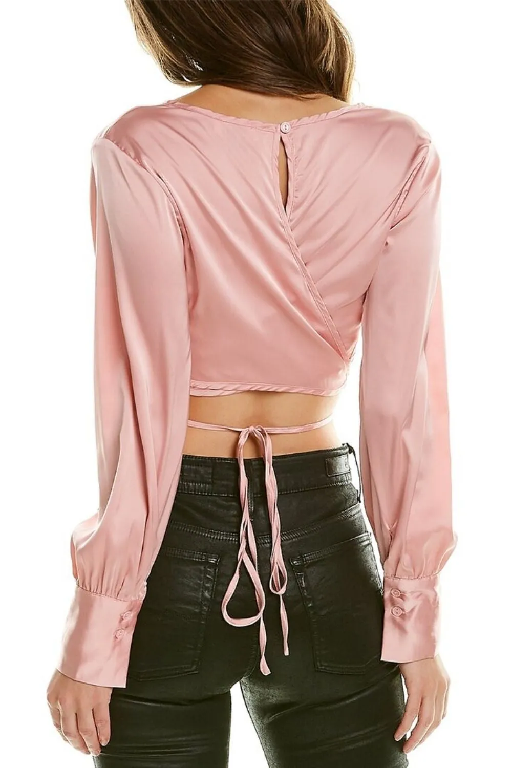 Pink Satin Full Sleeve Top